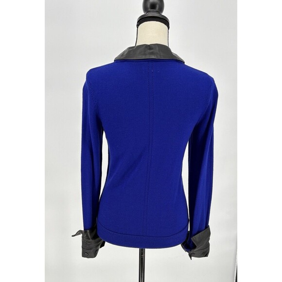 Alilly Women’s Merino Wool Blend Collared Long Sleeve Top Small Blue Pullover - Picture 7 of 12